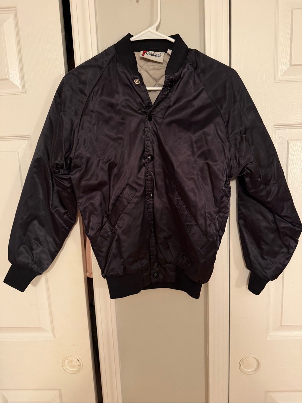 Kids Black Satin Bomber Jacket by Cardinal